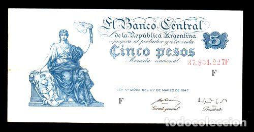 Billetes extranjeros: billete 5 pesos moneda nacional progreso bottero 1861 - Foto 1