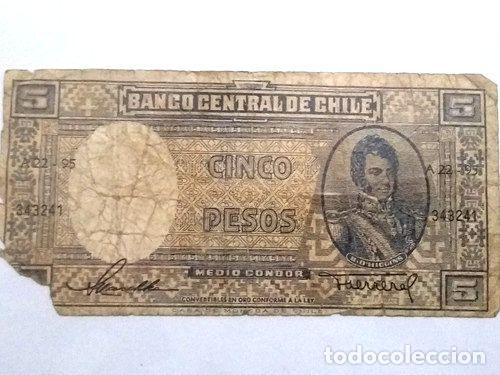 Billetes extranjeros: billete chile viejo 5 pesos - Foto 1