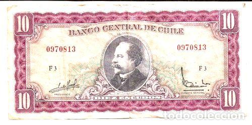 Billetes extranjeros: chile billete 10 escudos - Foto 1