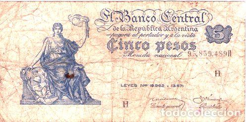 Billetes extranjeros: billete 5 pesos progreso bottero n 1876 - Foto 1