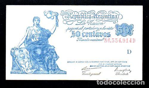 Billetes extranjeros: billete 50 centavos moneda nacional progreso bottero 1807 - Foto 1