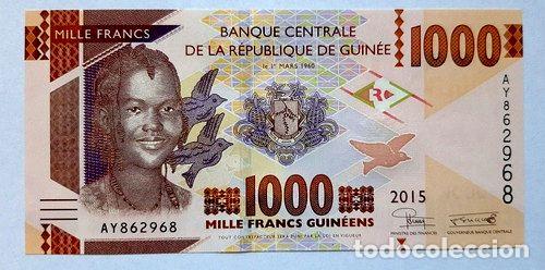 Billetes extranjeros: billete guinea 1000 francos 2015 unc - Foto 1