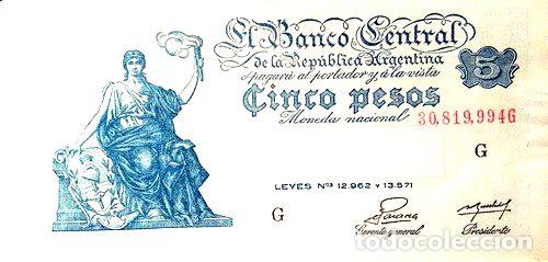 Billetes extranjeros: argentina progreso 5 pesos bottero 1865 en mendoza - Foto 1