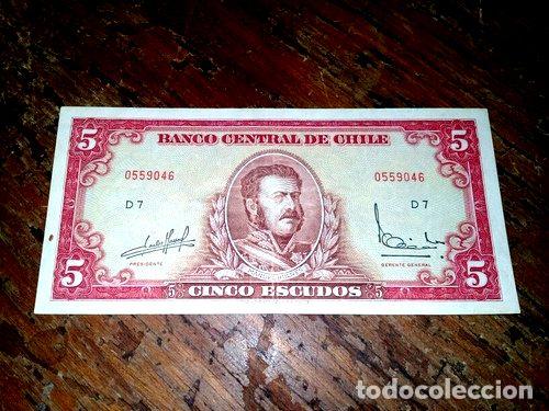 Billetes extranjeros: billete 5 escudos chile 1964 sin circular - Foto 1