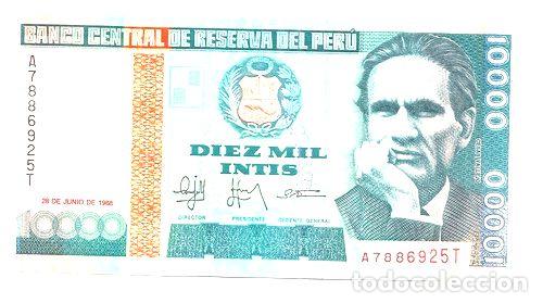 Billetes extranjeros: peru billete de 10000 intis sin circular - Foto 1