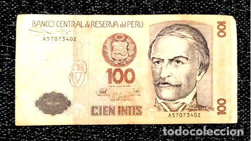 Billetes extranjeros: billete 100 intis peru 1987 - Foto 1