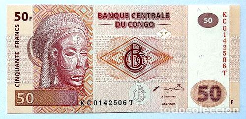 Billetes extranjeros: billete congo 50 francos 2007 unc - Foto 1