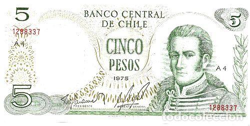 Billetes extranjeros: billete chile 5 1975 p149 a sc - Foto 1