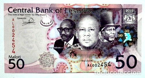 Billetes extranjeros: billete lesotho 50 maloti 2013 unc - Foto 1