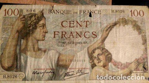Billetes extranjeros: francia 100 francos 1940 - Foto 1