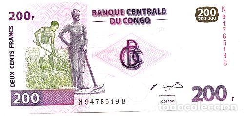 Billetes extranjeros: billete congo 200 francos 2000 p95a sc - Foto 1