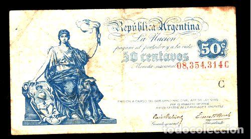 Billetes extranjeros: billete 50 centavos moneda nacional progreso bottero 1801 - Foto 1