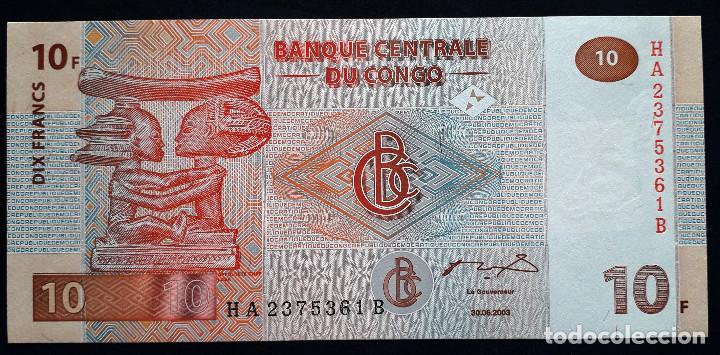 Billetes extranjeros: CONGO BILLETE DE 10 FRANCOS DEL 2003 S/C - Foto 1