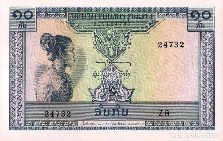 Billetes extranjeros: LAOS, 10 KIP, 1963, P10b, UNC - Foto 2