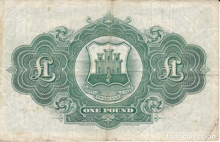Billetes extranjeros: BILLETE DE GIBRALTAR DE 1 POUND DEL A&Ntilde;O 1965 - Foto 2