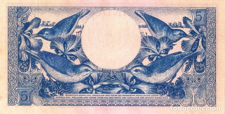 Billetes extranjeros: INDONESIA, 5Rupiahs, 1959, P65, UNC - Foto 3