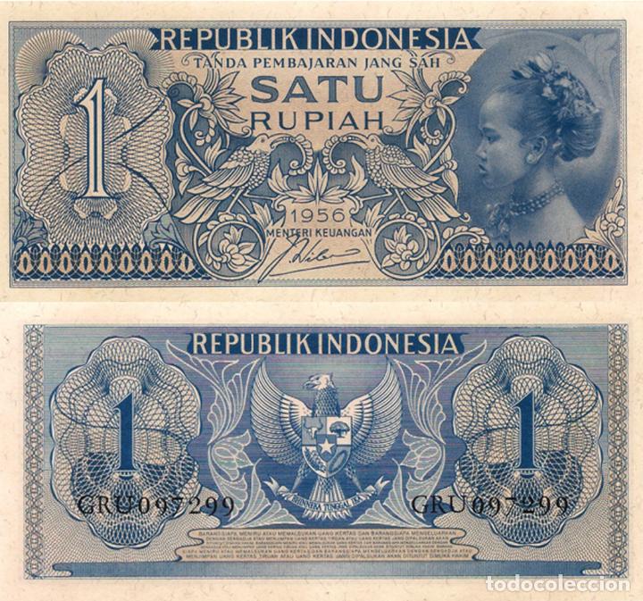 Billetes extranjeros: INDONESIA, 1 Rupiahs, 1956, P74, UNC - Foto 1