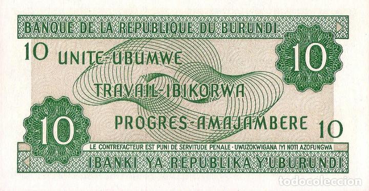 Billetes extranjeros: BURUNDI, 10 FRANCS, 2007, P33f, UNC - Foto 3