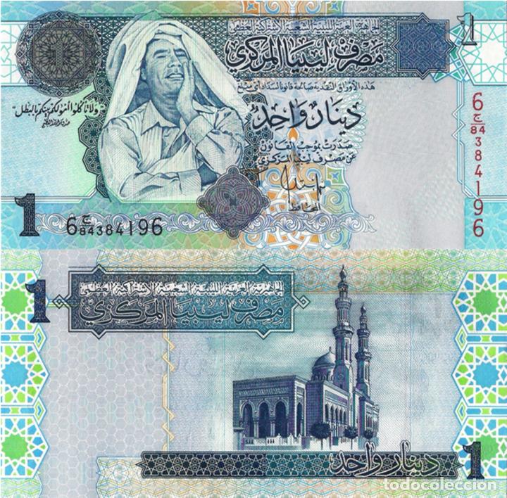 Billetes extranjeros: LYBIA, 1 DINAR, 2004, P68b, UNC - Foto 1