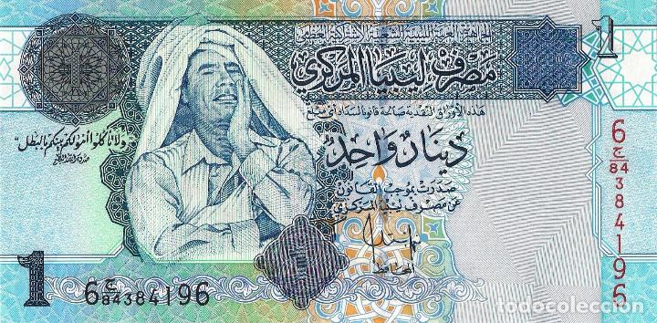 Billetes extranjeros: LYBIA, 1 DINAR, 2004, P68b, UNC - Foto 2