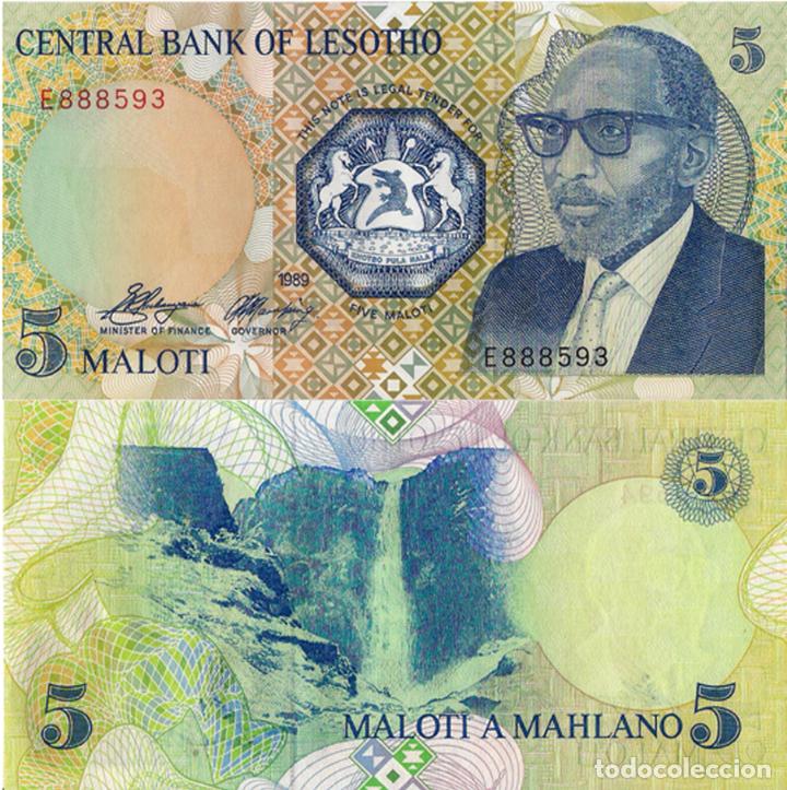 Billetes extranjeros: LESOTHO, 5 Maloti, 1989, P10, UNC - Foto 1