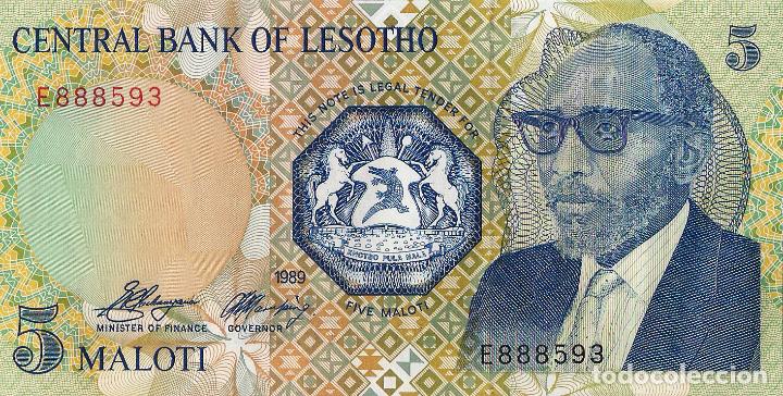 Billetes extranjeros: LESOTHO, 5 Maloti, 1989, P10, UNC - Foto 2