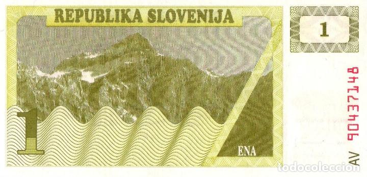 Billetes extranjeros: SLOVENIA, 1 Tolar, P1, 1990, UNC - Foto 2