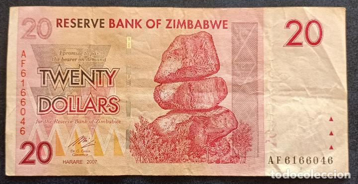 Billetes extranjeros: ZIMBABWE BILLETE DE 20 DOLLARS DEL 2007 - Foto 1