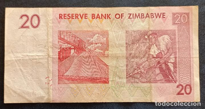 Billetes extranjeros: ZIMBABWE BILLETE DE 20 DOLLARS DEL 2007 - Foto 2