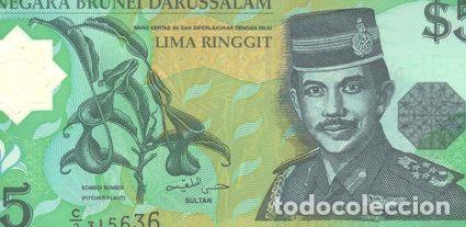 Billetes extranjeros: brunei billete de polimero de 5 ringgit 1996 pick 23 unc - Foto 1