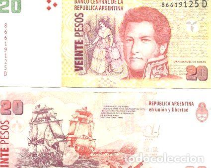Banconote internazionali: billete 20 pesos rosas serie d ano 2014