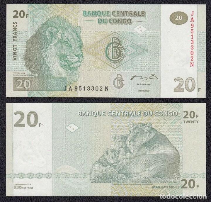 Billetes extranjeros: CONGO 20 FRANCOS 2003 SC / UNC - Foto 1