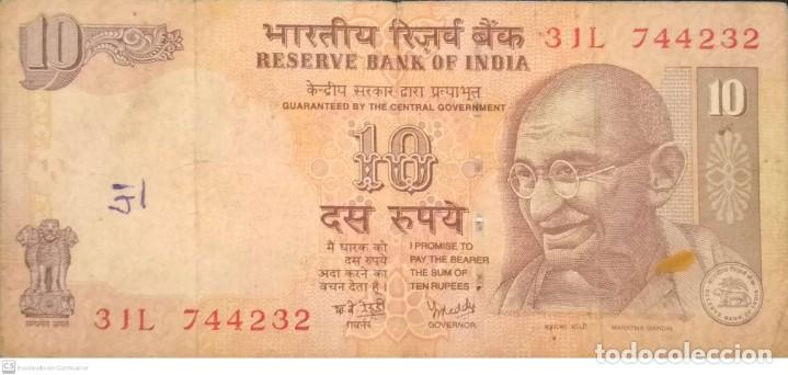Billetes extranjeros: 10 Rupias de la India - Foto 1