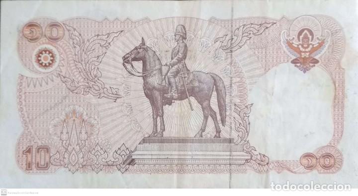 Billetes extranjeros: Billete de 10 Bath de Thailandia - Foto 2