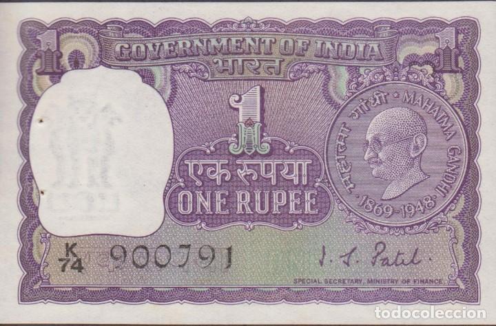 BILLETES - INDIA - 1 RUPIA (1969-70) - SERIE L/54-224130 - PICK-66 (SC) (Numismática - Notafilia - Billetes Internacionales)