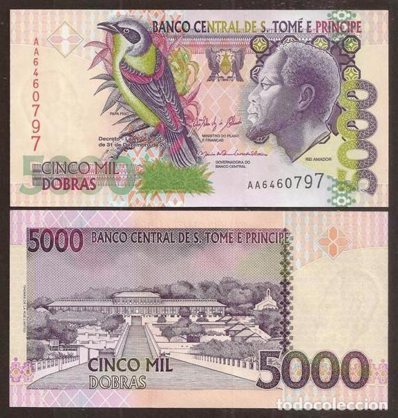 Billetes extranjeros: SANTO TOME & PRINCIPE. 5000 dobras 31.12.2013. Pick 65d. S/C. Fauna. Pajaro - ver nota.