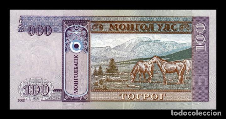 Billetes extranjeros: Mongolia 100 Tugrik 2008 Pick 65b SC UNC - Foto 2