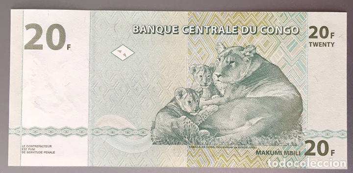 Billetes extranjeros: Congo. 20 francos - Foto 2