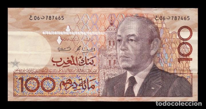 Billetes extranjeros: Marruecos Morocco 100 Dirhams 1987 Pick 65b MBC VF - Foto 1
