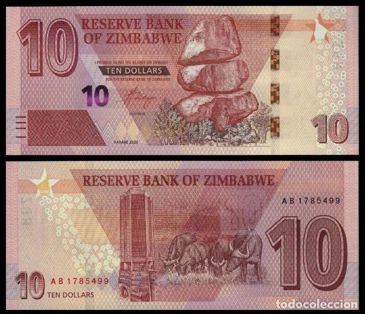 Billetes extranjeros: ZIMBABWE 10 DOLLARS 2020 SC / UNC - Foto 1