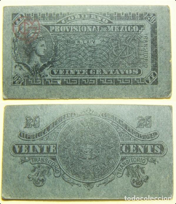 Billetes extranjeros: BILLETE DE MEXICO DE 20 CENTAVOS DEL A&Ntilde;O 1914 TRANSITORIO - Foto 1