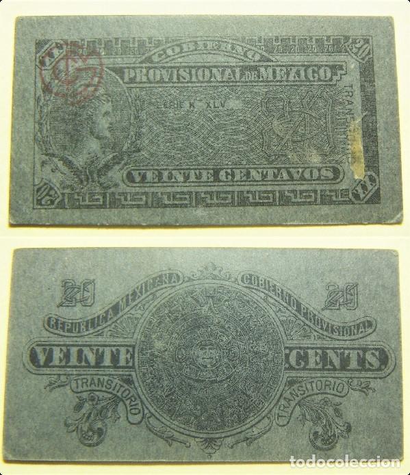 Billetes extranjeros: BILLETE DE MEXICO DE 20 CENTAVOS DEL A&Ntilde;O 1914 TRANSITORIO - Foto 1