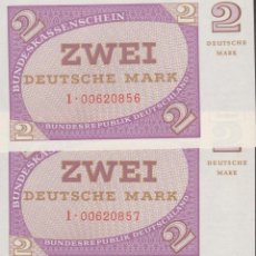 Billetes extranjeros: BILLETES - GERMANY-ALEMANIA - 2 DEUTSCHE MARK - N/D. - SERIE 1-00620859-60 PAREJA - PICK-29 (SC)
