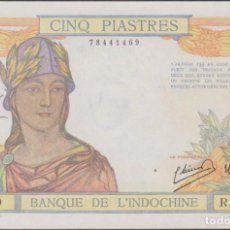 Billetes extranjeros: BILLETES - FRENCH INDO-CHINA - 5 PIASTRES (1946) SERIE R.3138-78441314- PICK-55C.-SIG-11 (SC-)