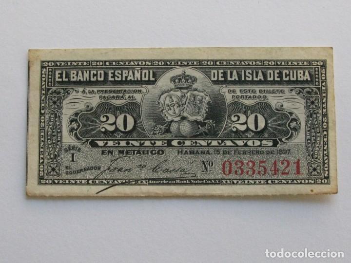Billetes extranjeros: CUBA , 20 CENTAVOS DE 1897 - Foto 1