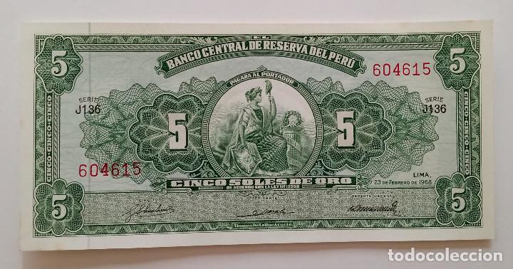Billetes extranjeros: Peru Billete 5 Soles de Oro 1968 - Foto 1