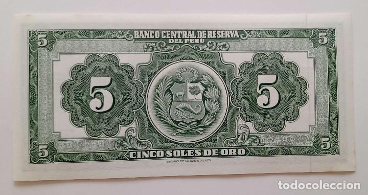 Billetes extranjeros: Peru Billete 5 Soles de Oro 1968 - Foto 2