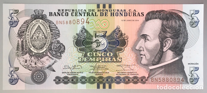 Billetes extranjeros: Honduras. 5 lempiras - Foto 1