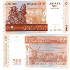 Billetes extranjeros: MADAGASCAR 500 ARIARY 2500 FRANCS 2004 P88 UNC (LEER CONDICIONES DE VENTA EN DESCRIPCION). Lote 358182780