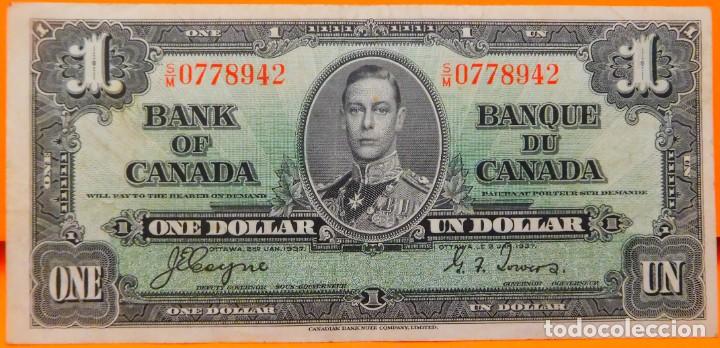 Billetes extranjeros: CANADA, 1 D&Oacute;LAR, 1937. (93) - Foto 1